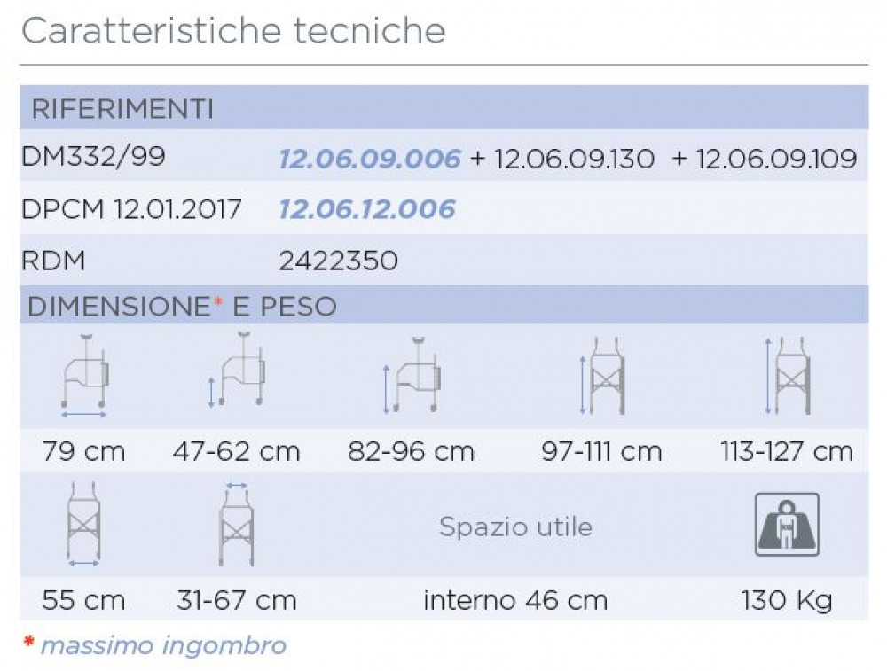 Pojazdná podpera podpažná G-aparát Moretti RP754S